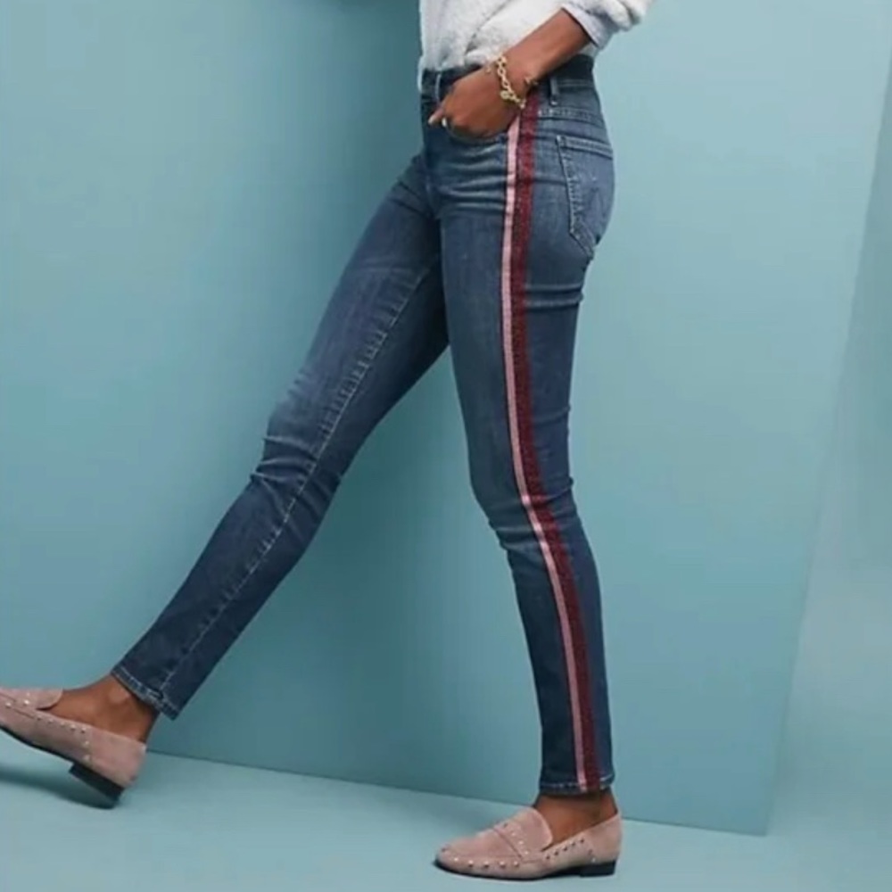 Mother Jeans Mother High Waisted Looker Ankle Fray Guilty Glitter Racer